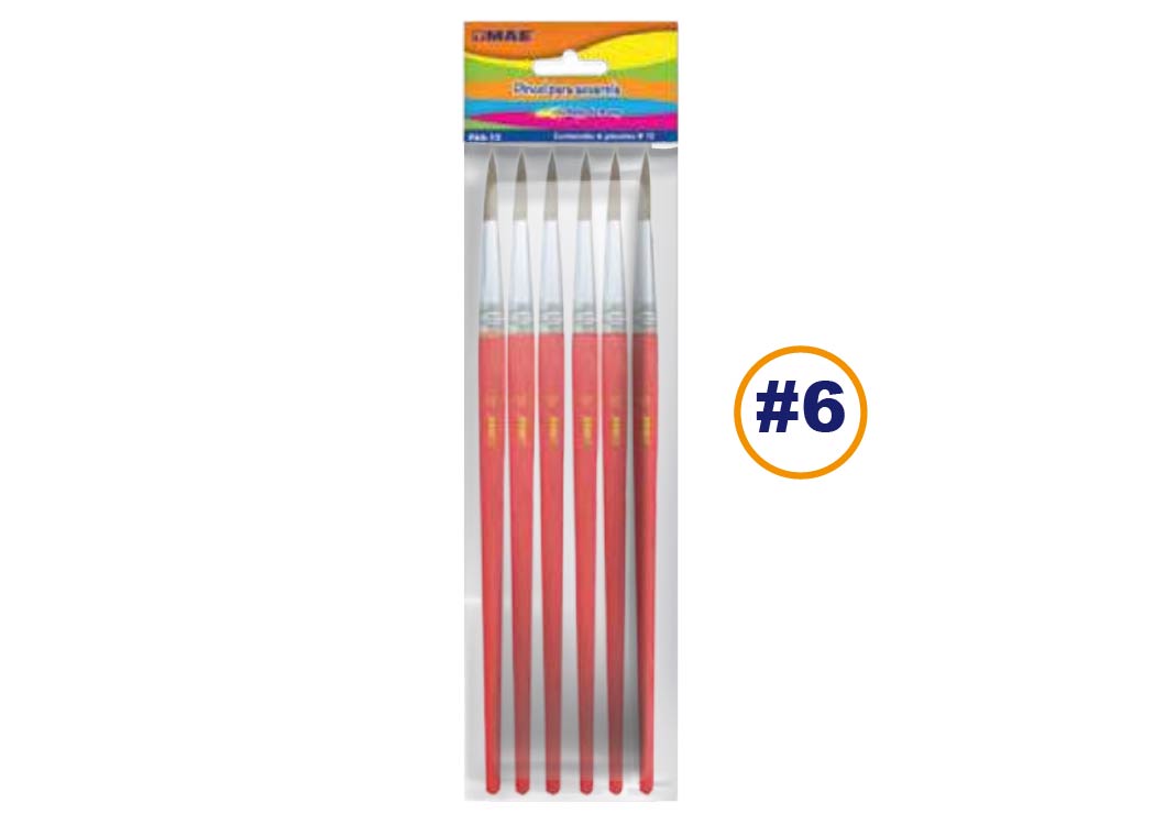 PINCEL PARA ACUARELA PELO DE PONY (SET 6PIEZAS #6)